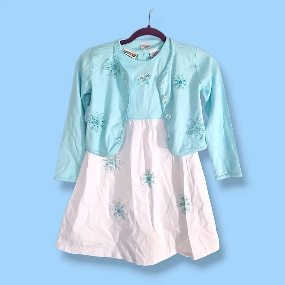 Carter's vtg 90's NWT two piece embroidered set cardigan and dress girls 5